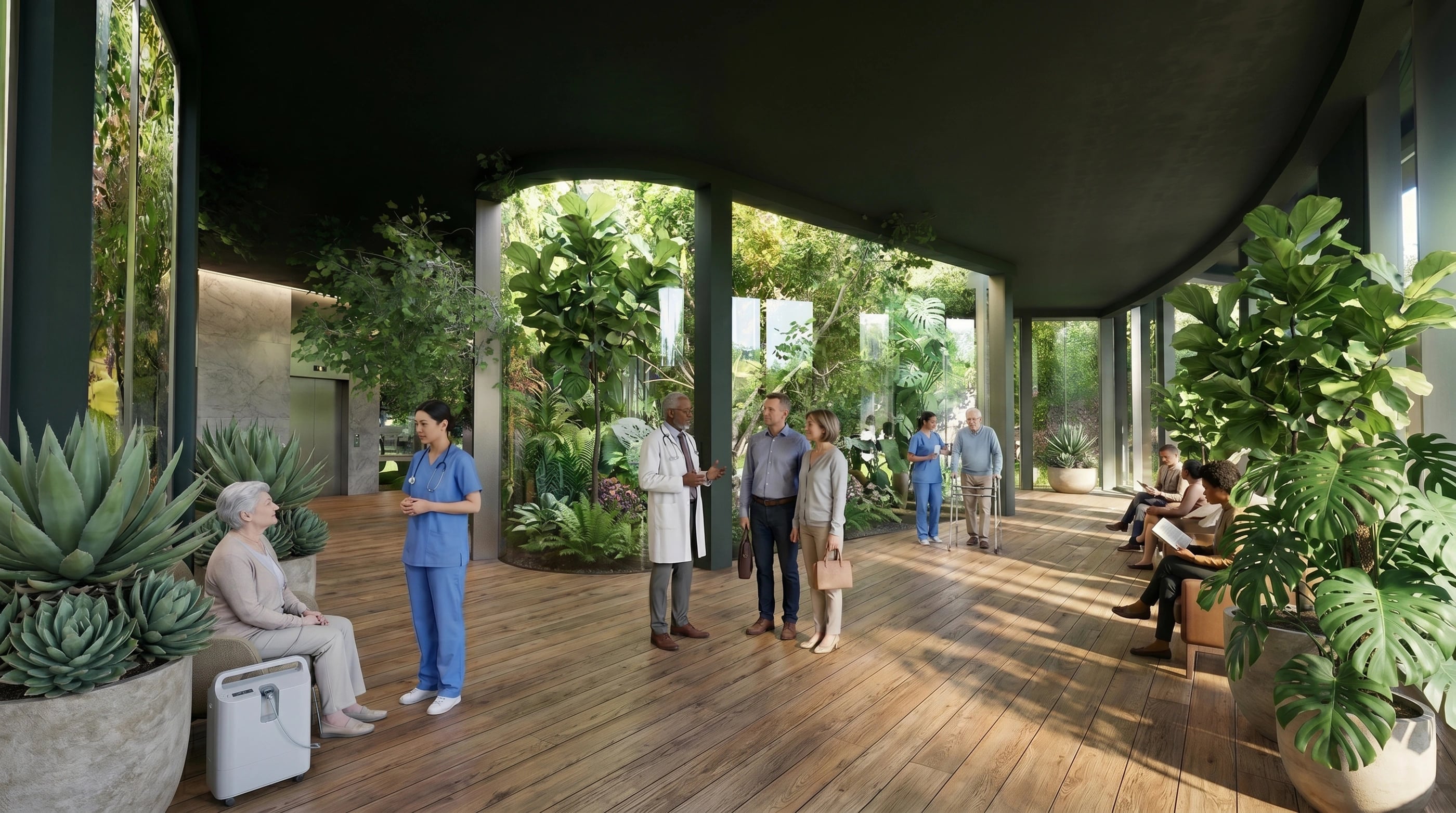 BIOCLIMATIC HEALTHCARE FACILITY — architectural visualization (RENDER E)
