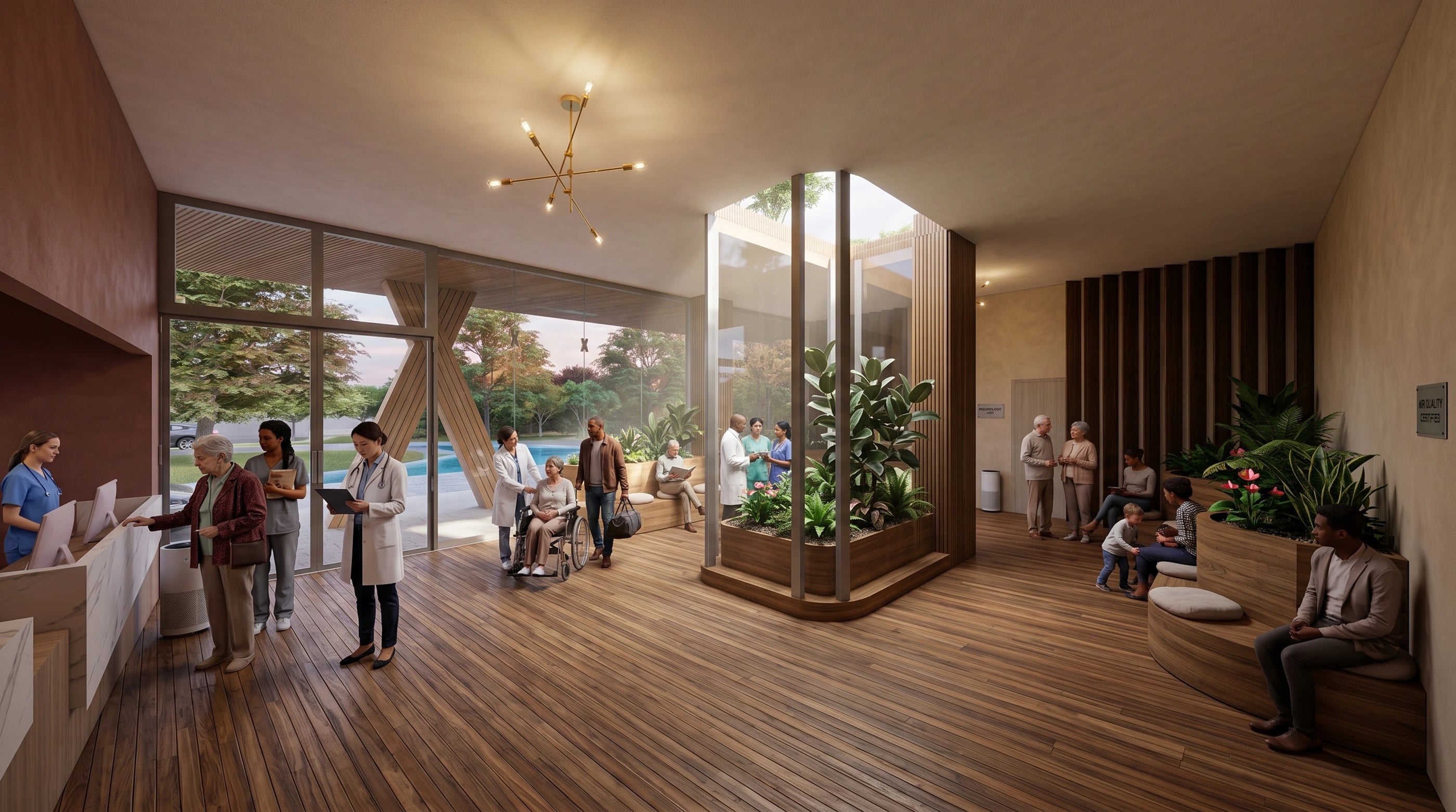 BIOCLIMATIC HEALTHCARE FACILITY — architectural visualization (RENDER G)