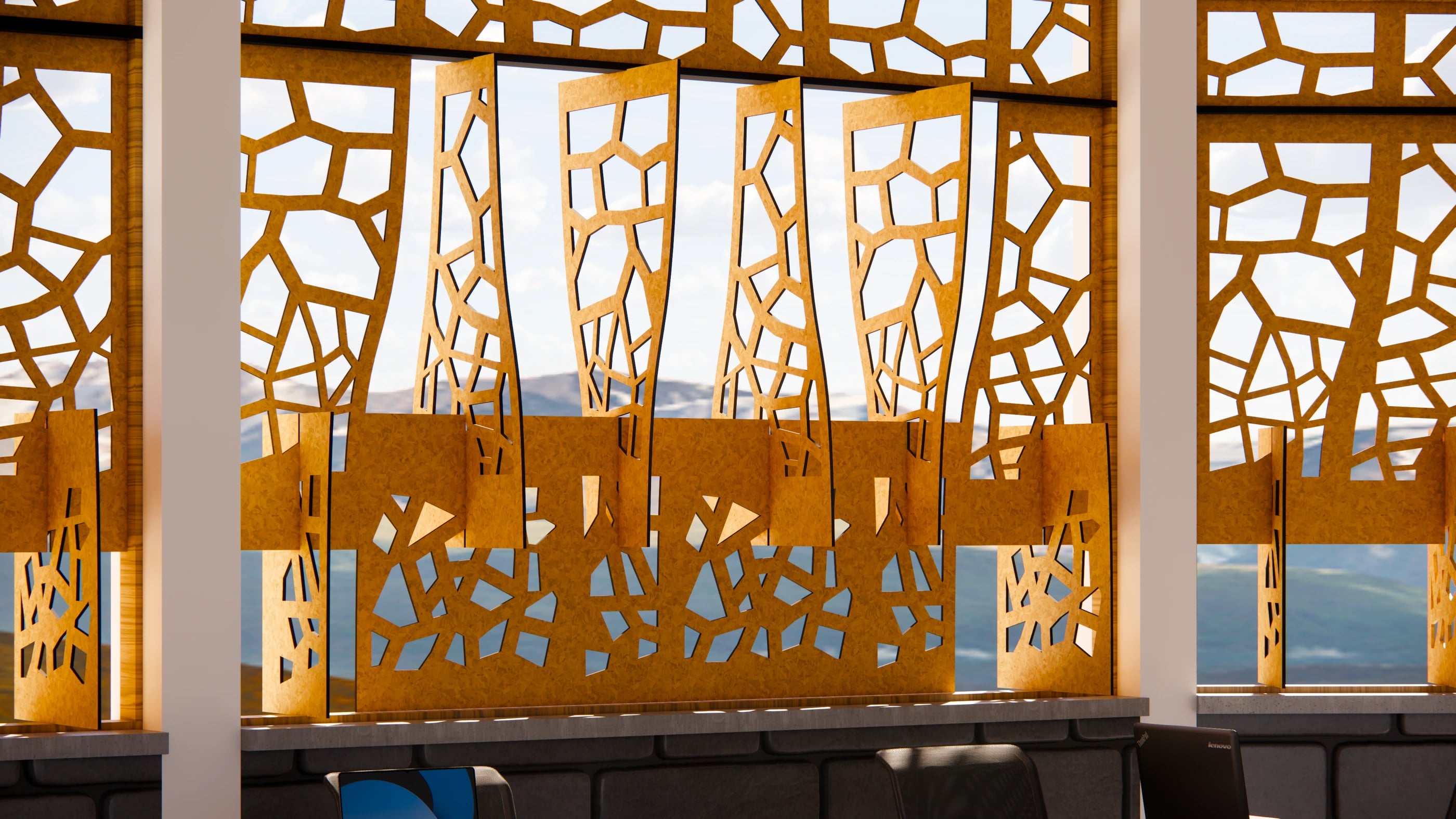 ADAPTIVE SOLAR SCREEN — architectural visualization (RENDER E)