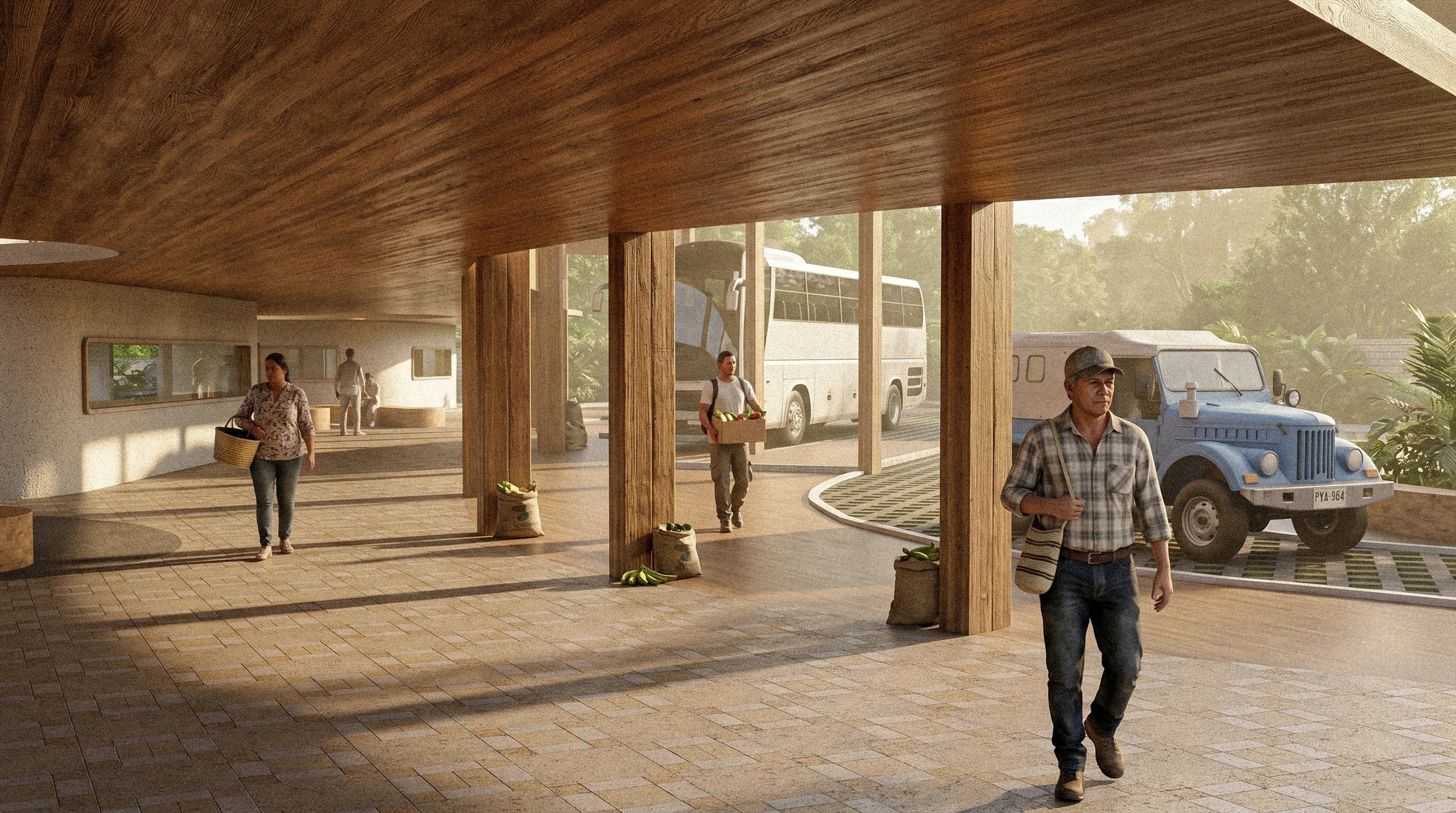 Arrival and circulation spaces at the proposed transit terminal