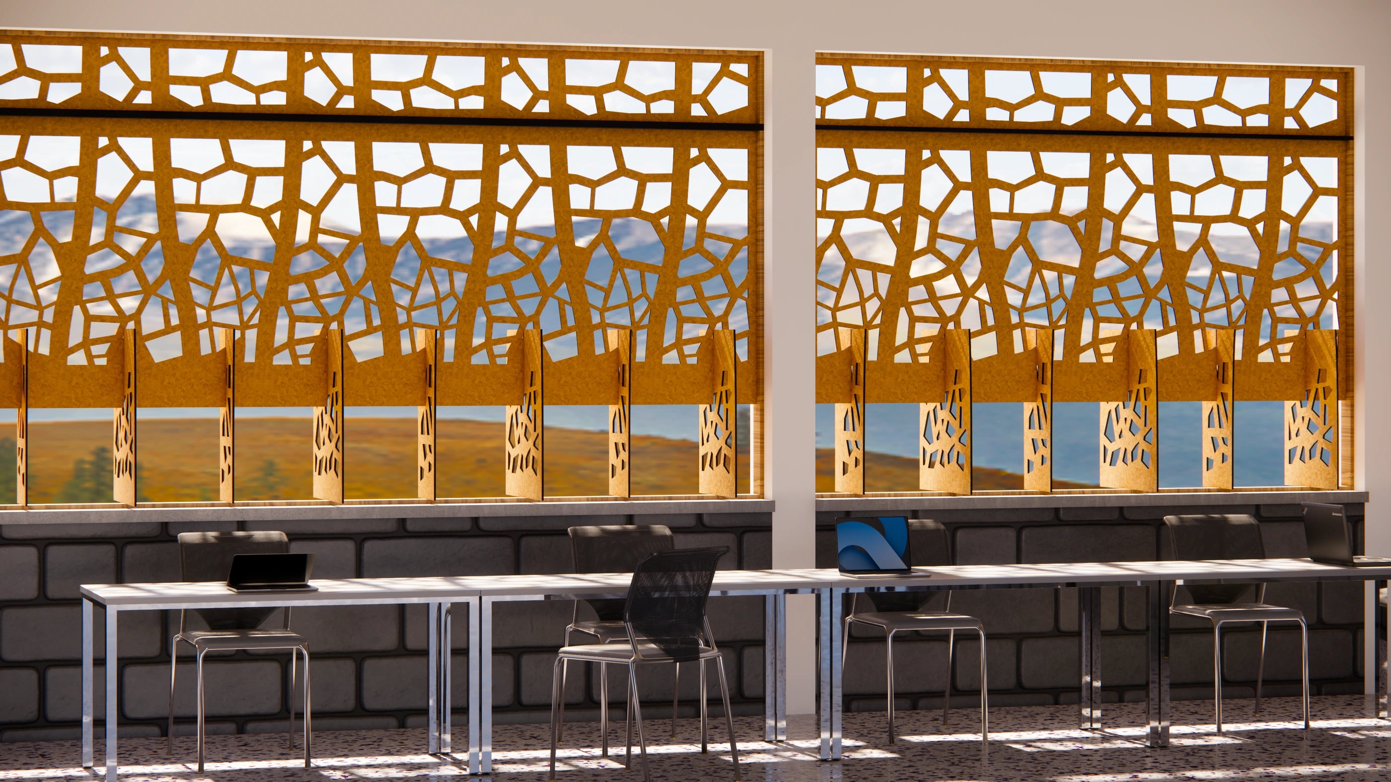 ADAPTIVE SOLAR SCREEN — architectural visualization (RENDER A)