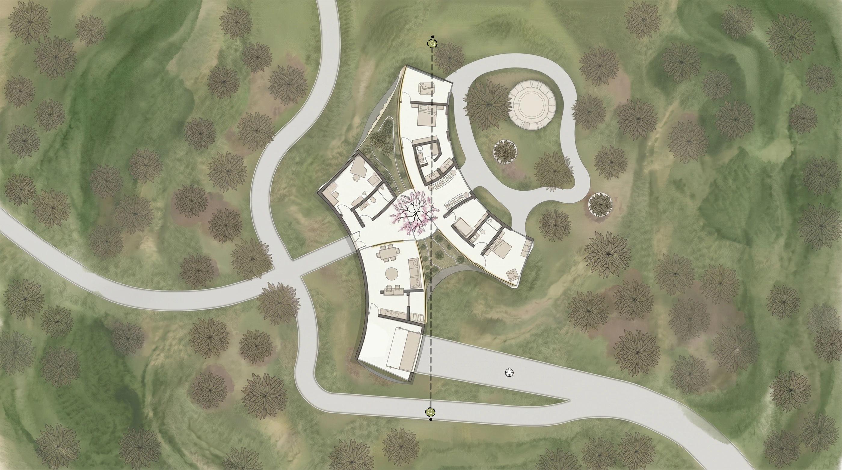 EXPERIMENTAL CLIMATE RESPONSIVE HOUSING — design documentation (plano)