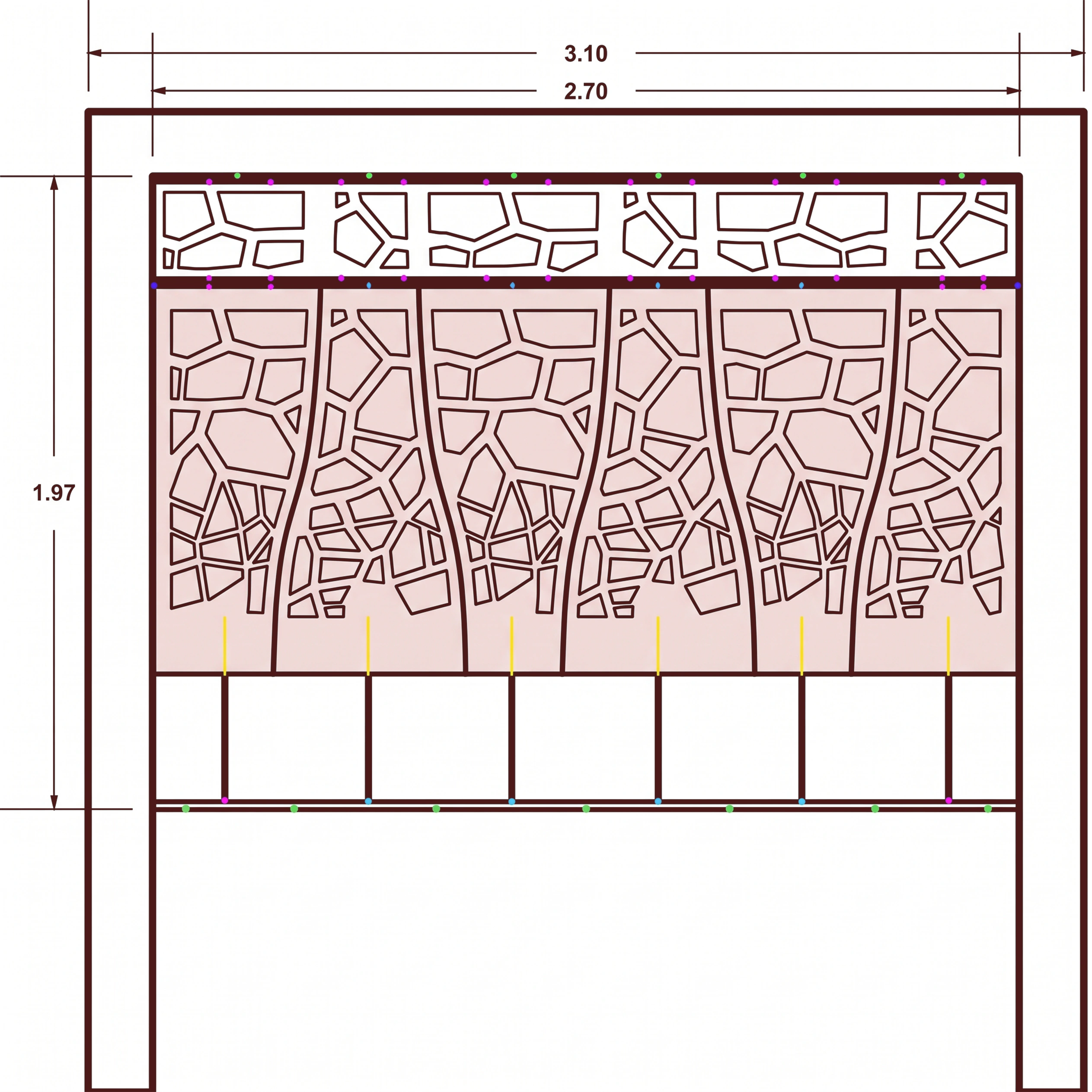 Technical drawings of the Adaptive Solar Screen panel layout