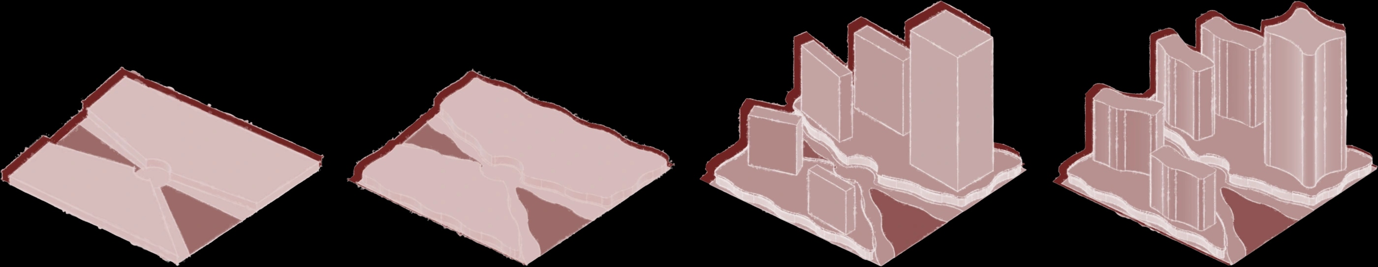 Massing development of the Bambuco Square tower ensemble