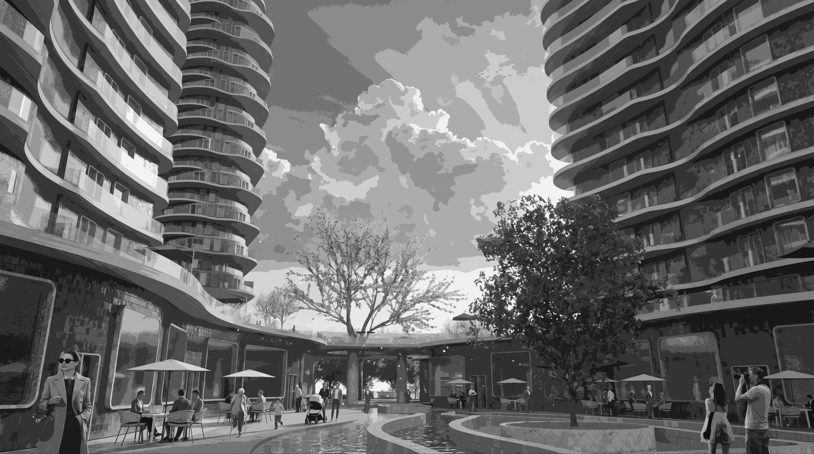 BAMBUCO SQUARE — architectural visualization (PORTADA byn)